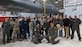 Members of the Elevate Leadership Institute pose for a photo with aviators from the 34th Bomb Squadron Thunderbirds during a tour of Ellsworth Air Force Base, S.D., May 9, 2024. The ELI class learned about the base, its mission, the capabilities of the B-1B as well as career opportunities in the Air Force during the visit. (Courtesy photo by Rachel Nelson)