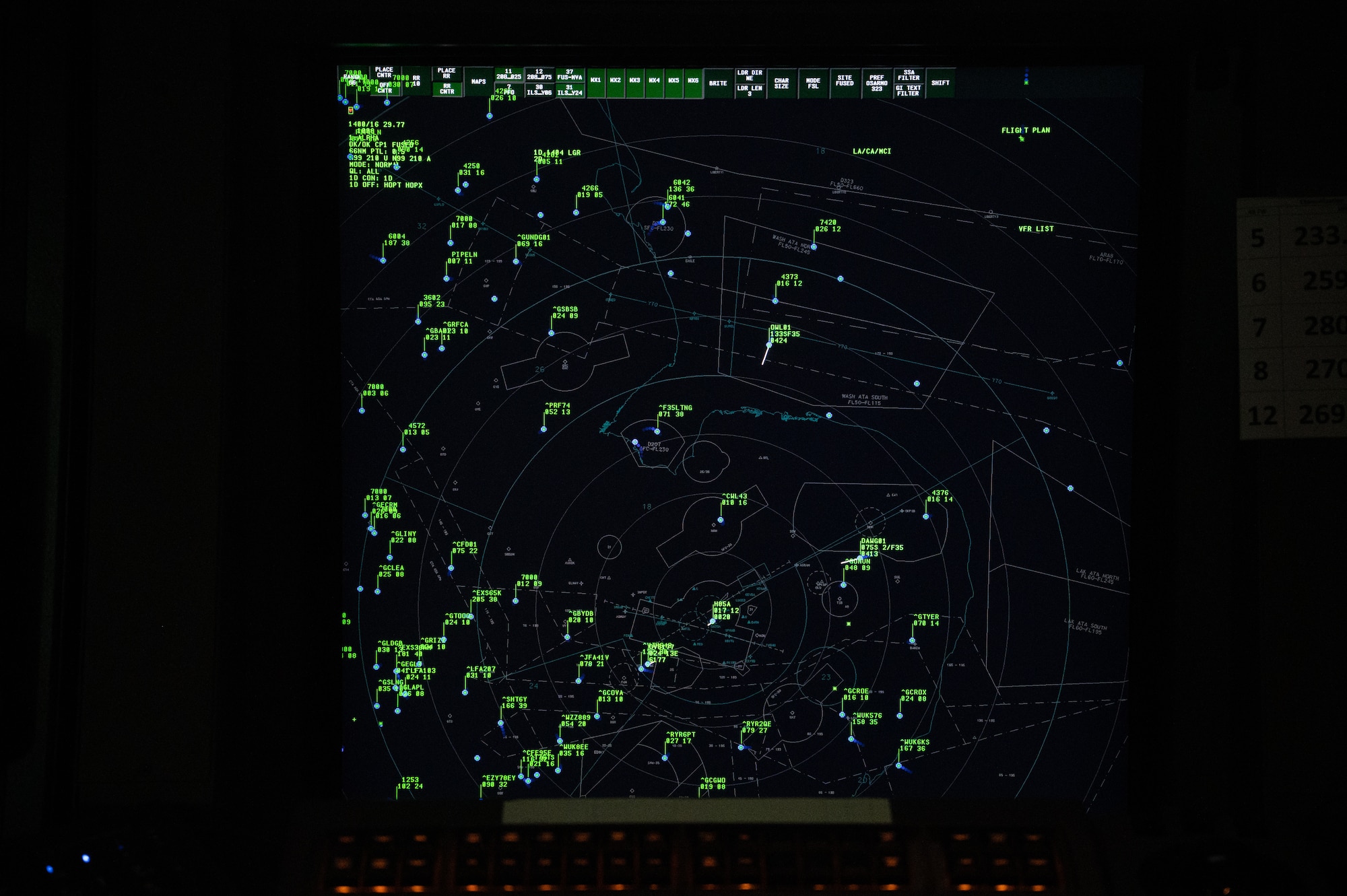 radar showing all aircraft in the area
