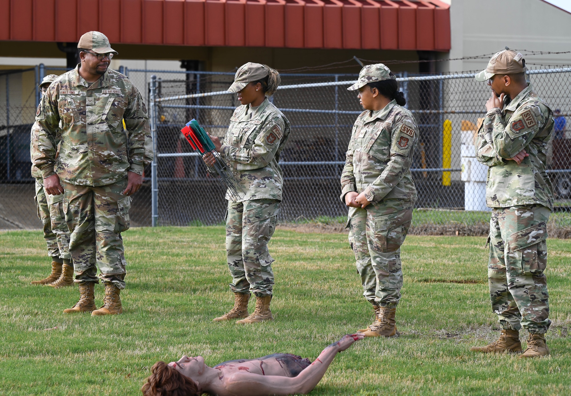 members prepare for a training event