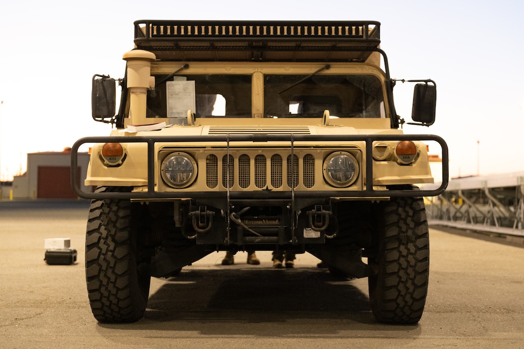 A Humvee gets inspected prior to deployment.