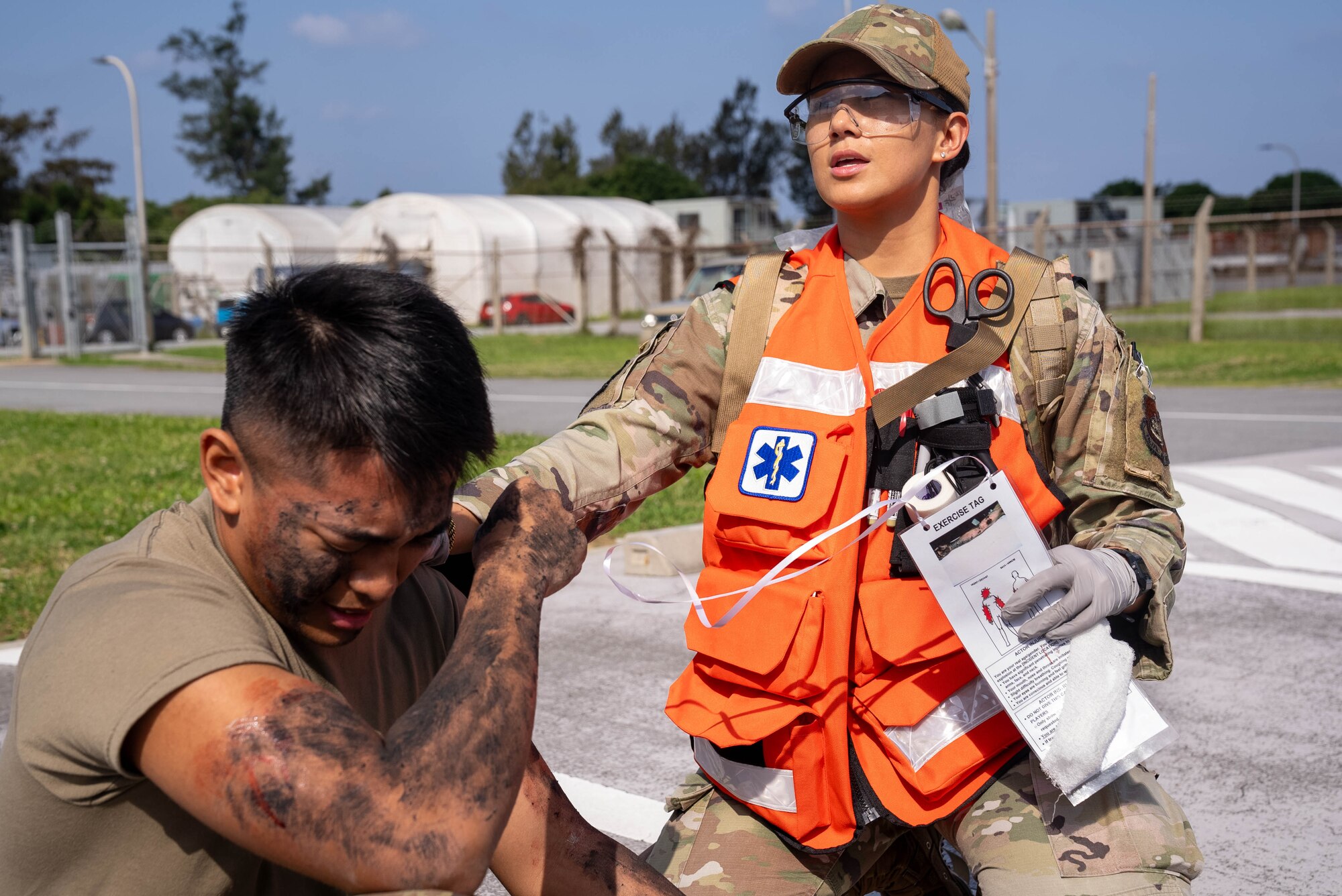 Airmen gets assisted after  chemical attack