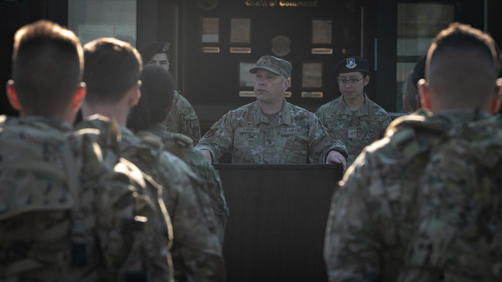 Col. Christopher Lacek gives opening remarks during Police Week.