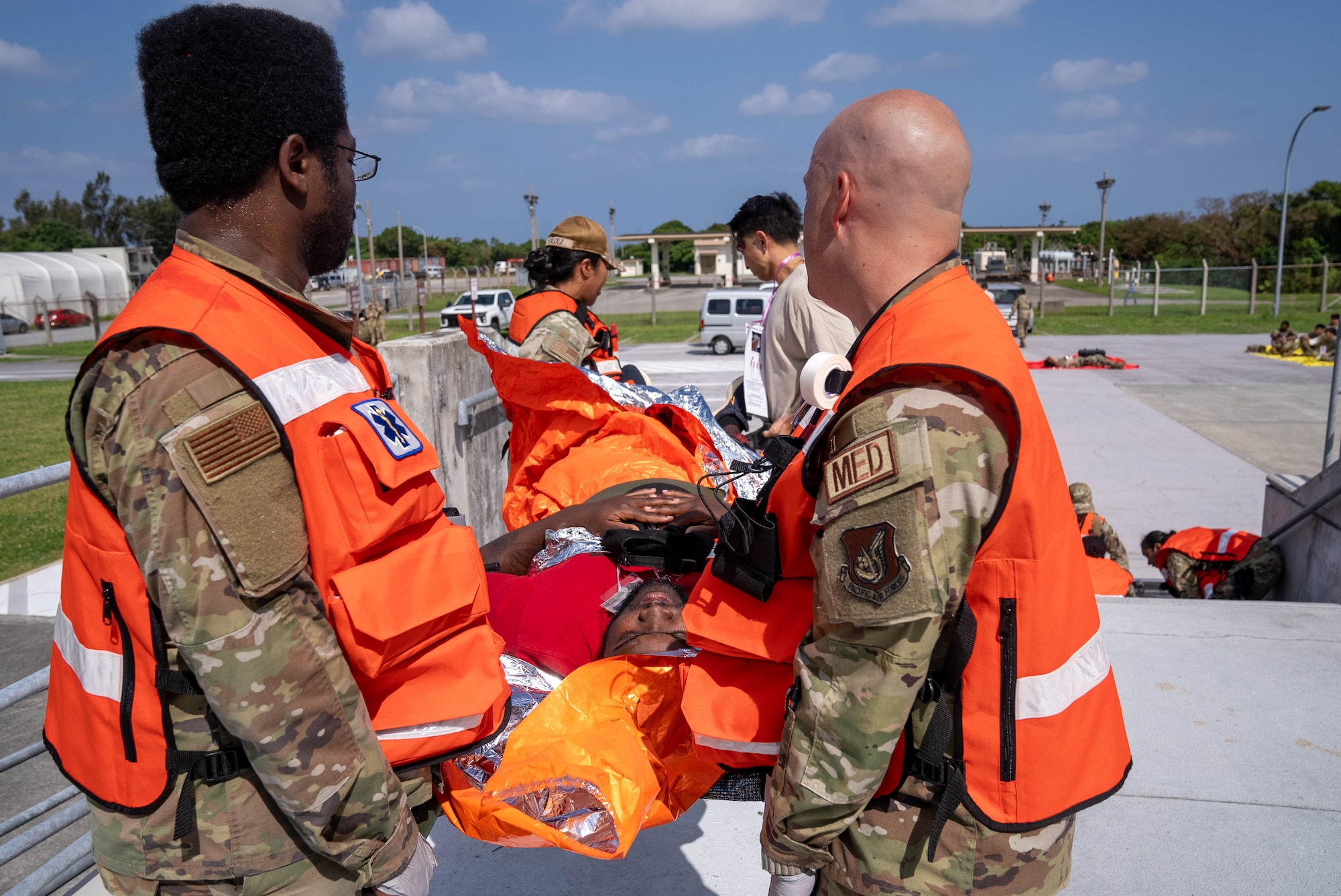 Airmen gets transported to ambulence