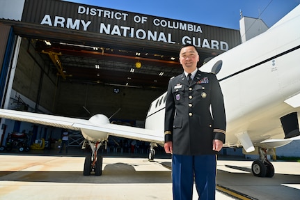Lt. Col. Ryan Rooks, State Army Aviation Officer (SAAO), District of Columbia Army National Guard, stands for a photograph at Davison Army Airfield, April 16, 2024. DCARNG Aviation is comprised of four different units with AAPIs visibly represented in all sections from pilots and maintainers to administration and operations.