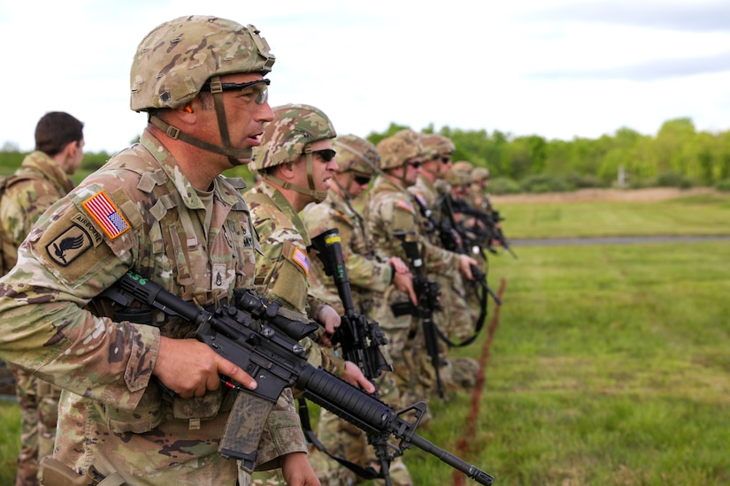 Pennsylvania National Guard Soldiers and Airmen compete in the annual Governor's Twenty Marksmanship Competition at Fort Indiantown Gap, Pennsylvania, May 11, 2024. The top 20 scorers of this competition, which includes Army and Air National Guardsmen who complete various rifle and pistol matches, earn the coveted Governor’s Twenty uniform tab. (U.S. Army National Guard photo by Sgt. 1st Class Brandon Nelson)