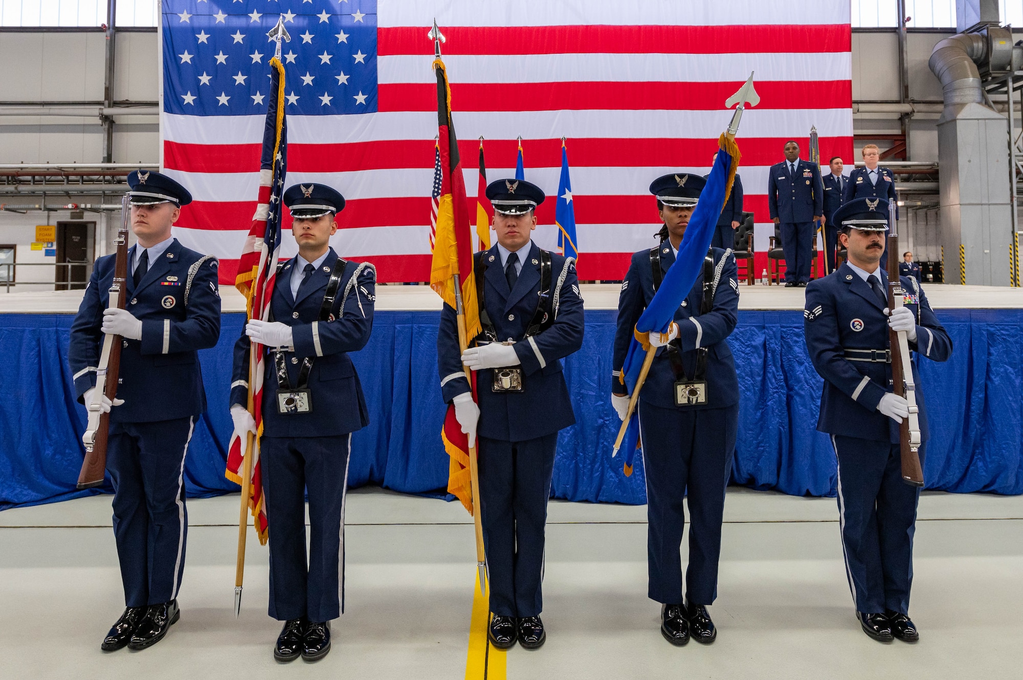 honor guard team present the colors