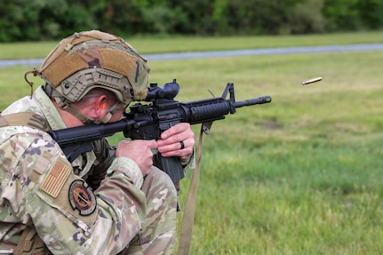 Pennsylvania National Guard Soldiers and Airmen compete in the annual Governor's Twenty Marksmanship Competition at Fort Indiantown Gap, Pennsylvania, May 11, 2024. The top 20 scorers of this competition, which includes Army and Air National Guardsmen who complete various rifle and pistol matches, earn the coveted Governor’s Twenty uniform tab. (U.S. Army National Guard photo by Sgt. 1st Class Brandon Nelson)