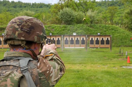 Pennsylvania National Guard Soldiers and Airmen compete in the annual Governor's Twenty Marksmanship Competition at Fort Indiantown Gap, Pennsylvania, May 11, 2024. The top 20 scorers of this competition, which includes Army and Air National Guardsmen who complete various rifle and pistol matches, earn the coveted Governor’s Twenty uniform tab. (U.S. Army National Guard photo by Sgt. 1st Class Brandon Nelson)