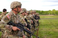 Pennsylvania National Guard Soldiers and Airmen compete in the annual Governor's Twenty Marksmanship Competition at Fort Indiantown Gap, Pennsylvania, May 11, 2024. The top 20 scorers of this competition, which includes Army and Air National Guardsmen who complete various rifle and pistol matches, earn the coveted Governor’s Twenty uniform tab. (U.S. Army National Guard photo by Sgt. 1st Class Brandon Nelson)