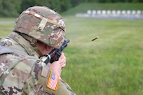 Pennsylvania National Guard Soldiers and Airmen compete in the annual Governor's Twenty Marksmanship Competition at Fort Indiantown Gap, Pennsylvania, May 11, 2024. The top 20 scorers of this competition, which includes Army and Air National Guardsmen who complete various rifle and pistol matches, earn the coveted Governor’s Twenty uniform tab. (U.S. Army National Guard photo by Sgt. 1st Class Brandon Nelson)