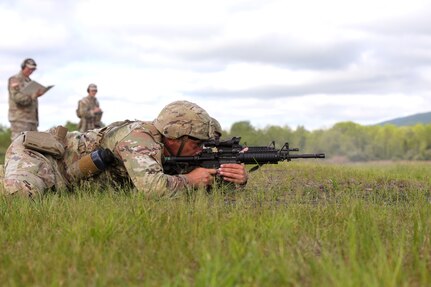 Pennsylvania National Guard Soldiers and Airmen compete in the annual Governor's Twenty Marksmanship Competition at Fort Indiantown Gap, Pennsylvania, May 11, 2024. The top 20 scorers of this competition, which includes Army and Air National Guardsmen who complete various rifle and pistol matches, earn the coveted Governor’s Twenty uniform tab. (U.S. Army National Guard photo by Sgt. 1st Class Brandon Nelson)