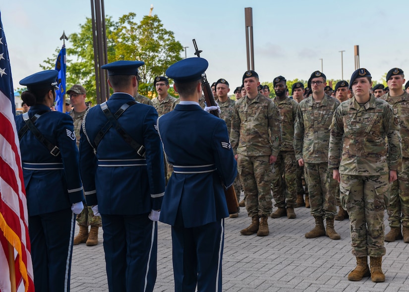 Service members in formation