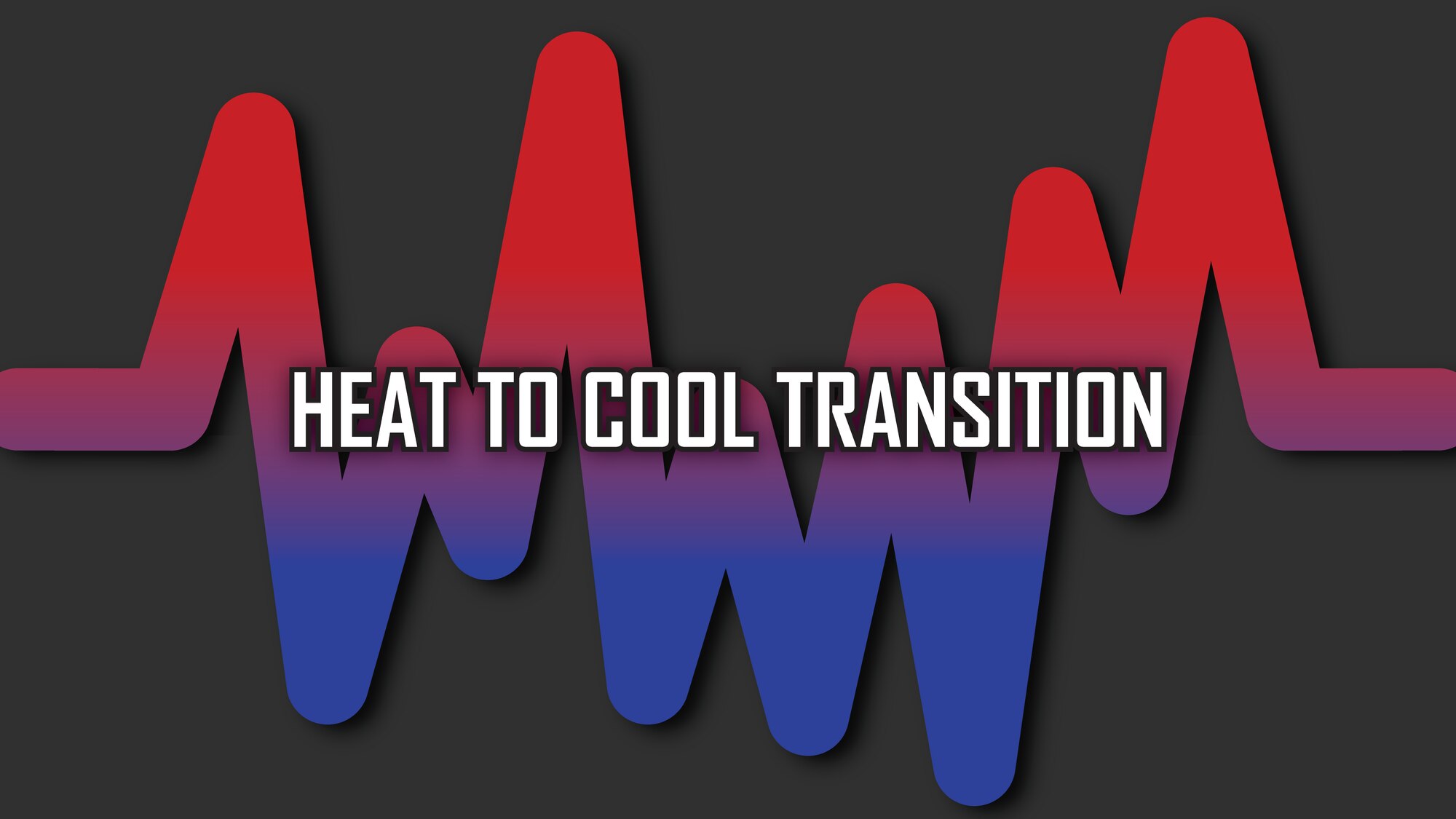 An infographic depicting temperature fluctuations in a line graph style with the words heat to cool transition.