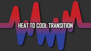 An infographic depicting temperature fluctuations in a line graph style with the words heat to cool transition.