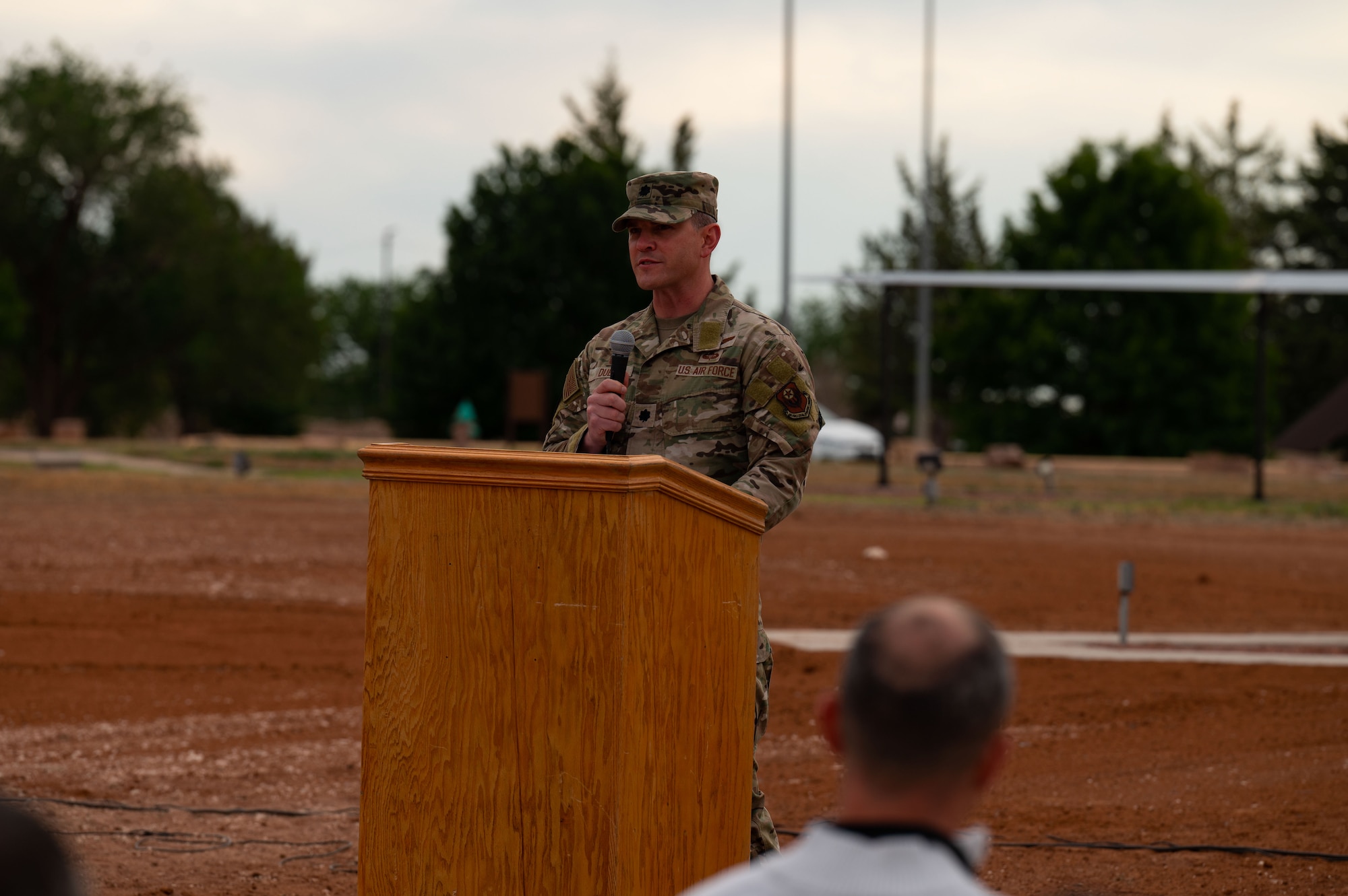 U.S. Air Force Lt. Col. Brandon Dues, 318th Special Operations Squadron commander, commemorates Tail N581 “War Machine,” a Pilatus PC-12 Light Tactical Fixed Wing aircraft, during a static display commemoration ceremony at Cannon Air Force Base, New Mexico, May 16, 2024. The PC-12 is well known as a commercial and business aircraft, and is used by the 318th SOS for training sorties. Dues’ first operational flight in the U.S. Air Force was on Tail N581. (U.S. Air Force photo by Staff Sgt. Nicholas Swift)