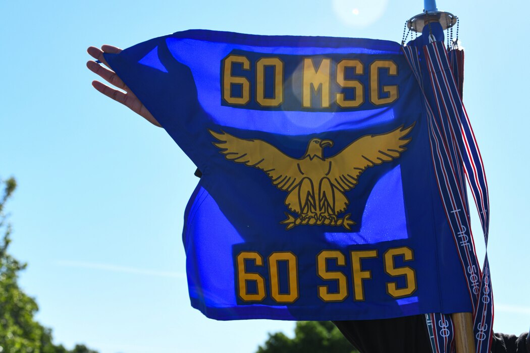 Closeup Squadron flag during ruck march