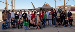 In partnership with STARBASE, the 411th Flight Test Squadron hosted 35 students for an opportunity of a lifetime. They were to experience a flight simulator followed by a tour of the F-22 Raptor, the most advanced and sophisticated fighter jet in the world. (photo by Ethan Wagner, Lockheed Martin)