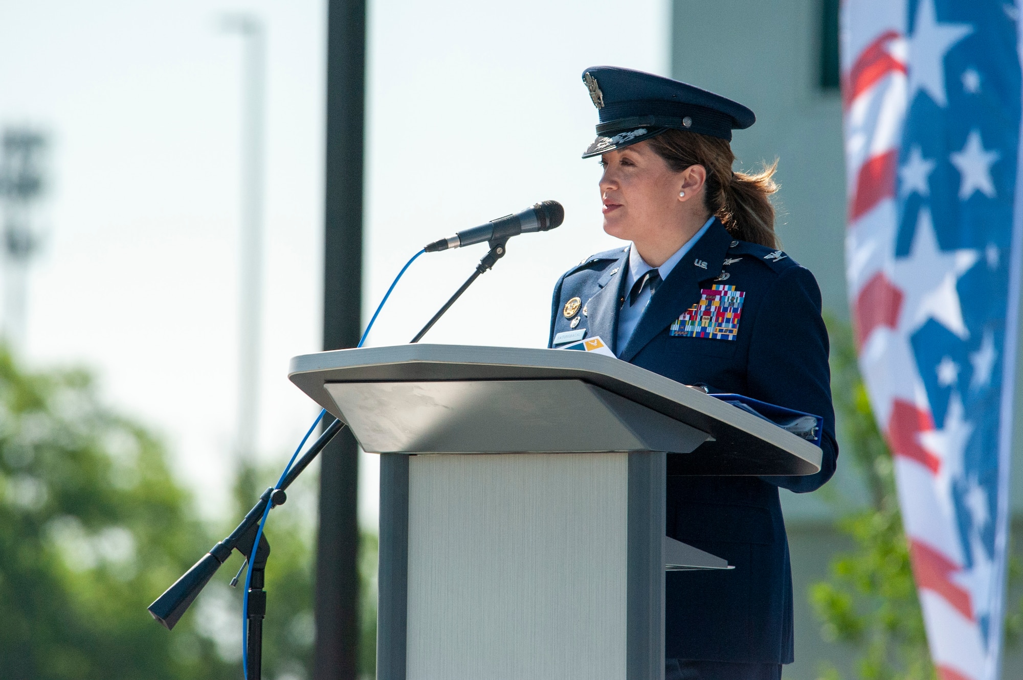 Col. Ariel Batungbacal giving remarks at a ribbon cutting ceremony