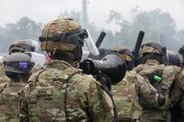 U.S. Army Soldiers with the 372nd Military Police Battalion, District of Columbia Army National Guard participate in a joint training event with the 113th Security Forces Squadron at Fort Belvoir, Va. May 19, 2024. The training engages members of the D.C. National Guard to improve interoperability and familiarity to ensure personnel are ready to support civilian lead agency partners involved in high-profile events across the DMV.