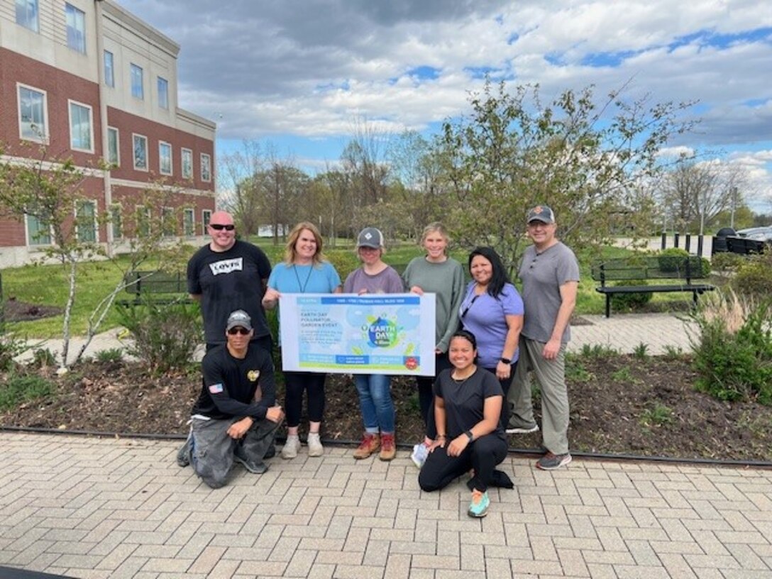 Army Reserve Installation Management Directorate (ARIMD) personnel tend to the Office of the Chief Army Reserve pollinator Gardens at Truman Hall, For Belvoir, VA, for Earth Day.