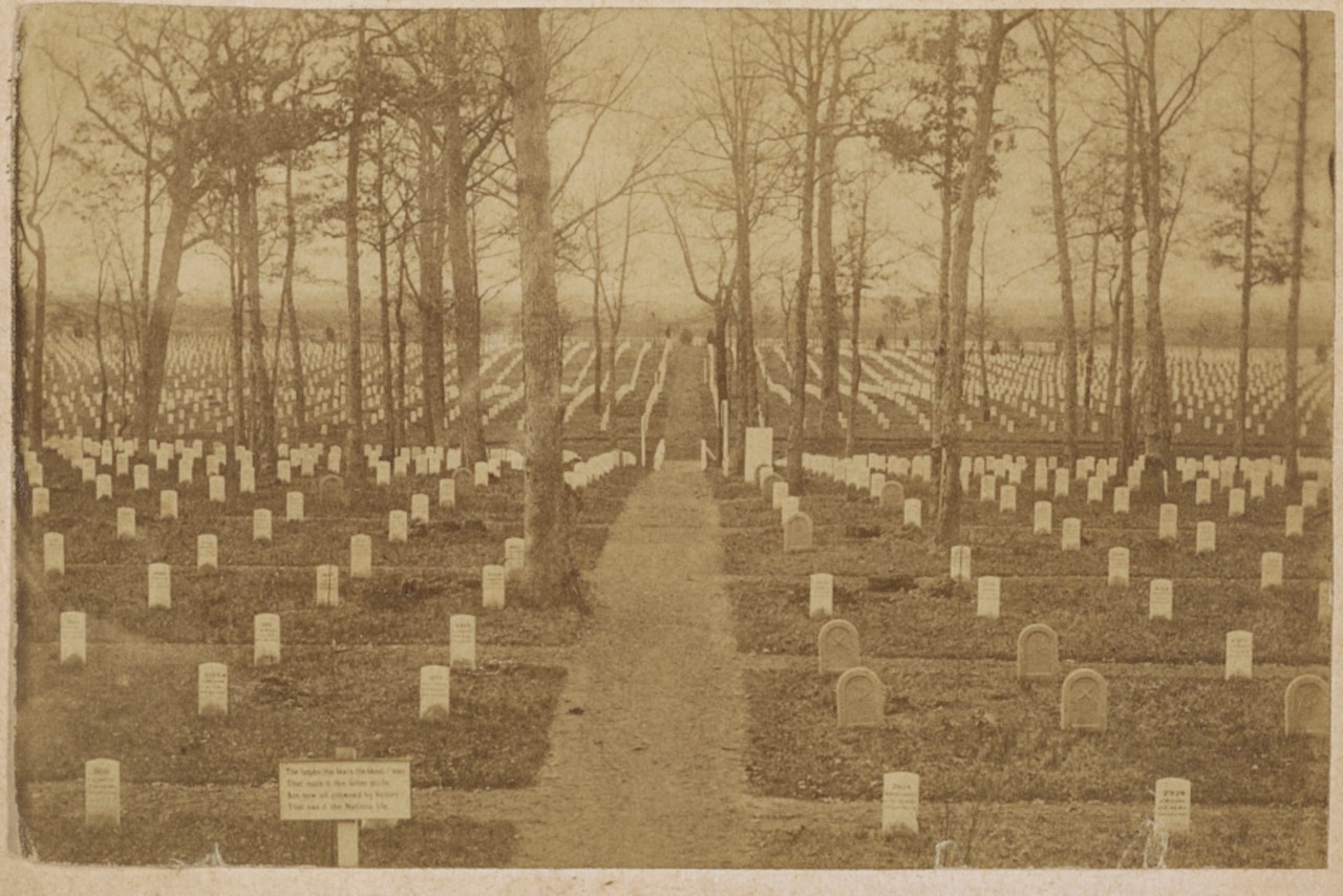 Rows of headstones at Arlington National Cemetery.