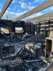 The aftermath of a fire in the Tri Rivers NRM Building at Ice Harbor Lock and Dam in Burbank, WA