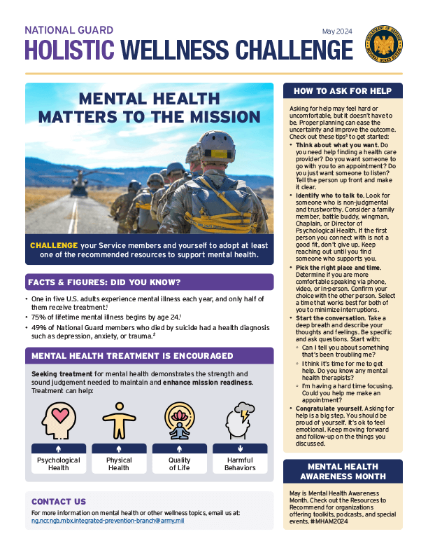 Holistic Wellness Challenge - Mental Health Matters to the Mission - May 2024