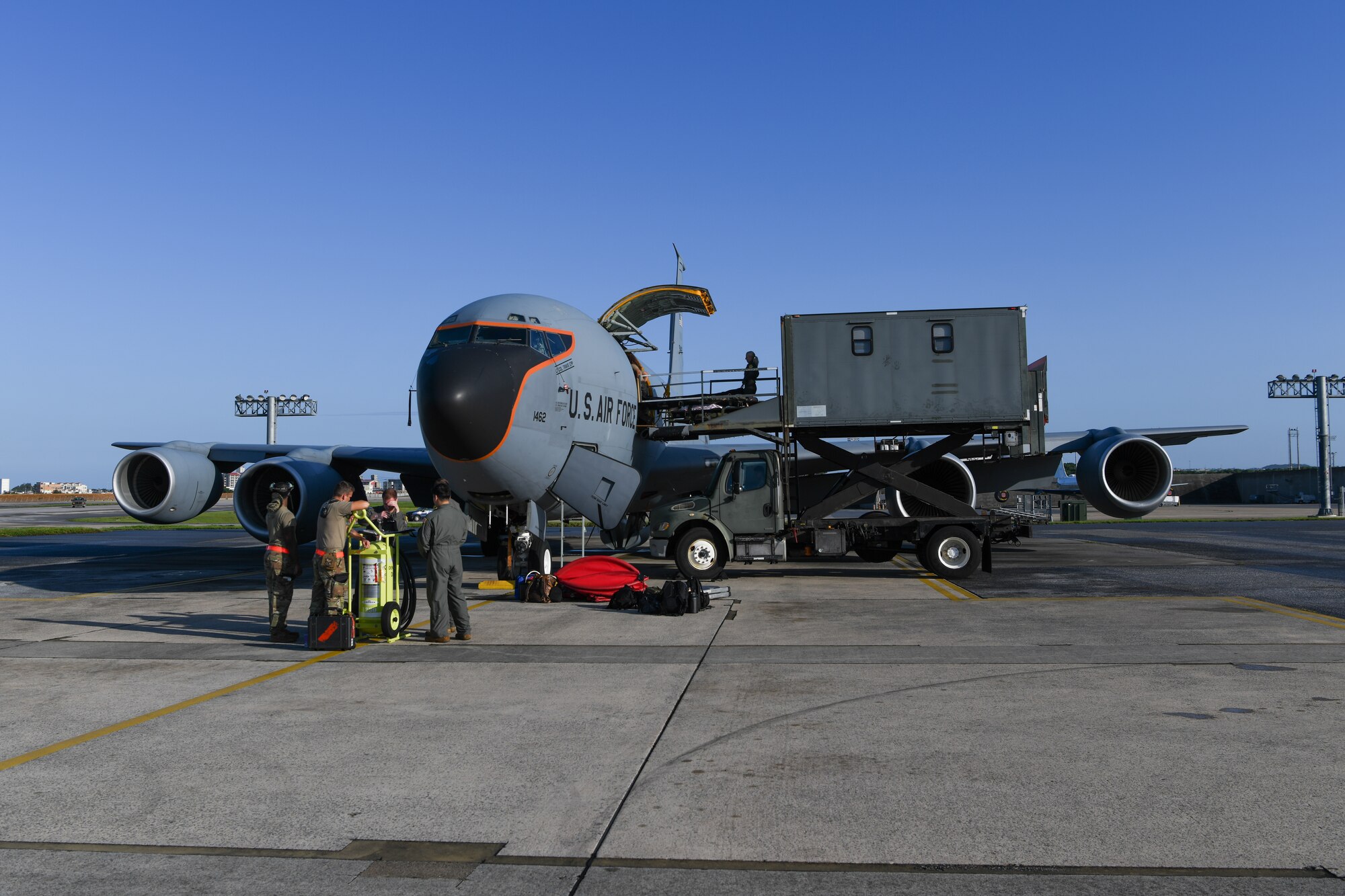 USAF Airmen conduct preflight operations.