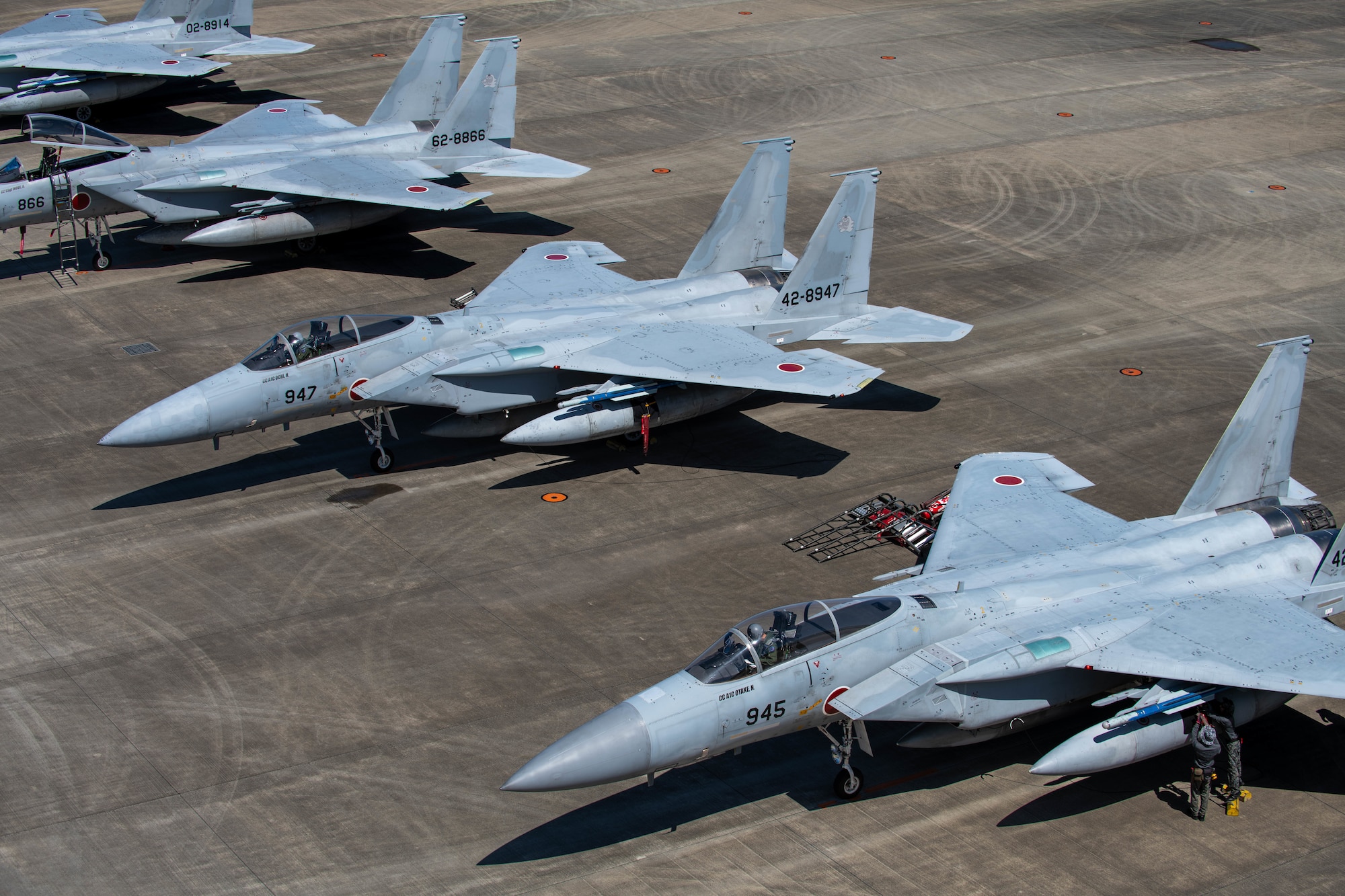 JASDF F-15J Eagles prepare for take-off