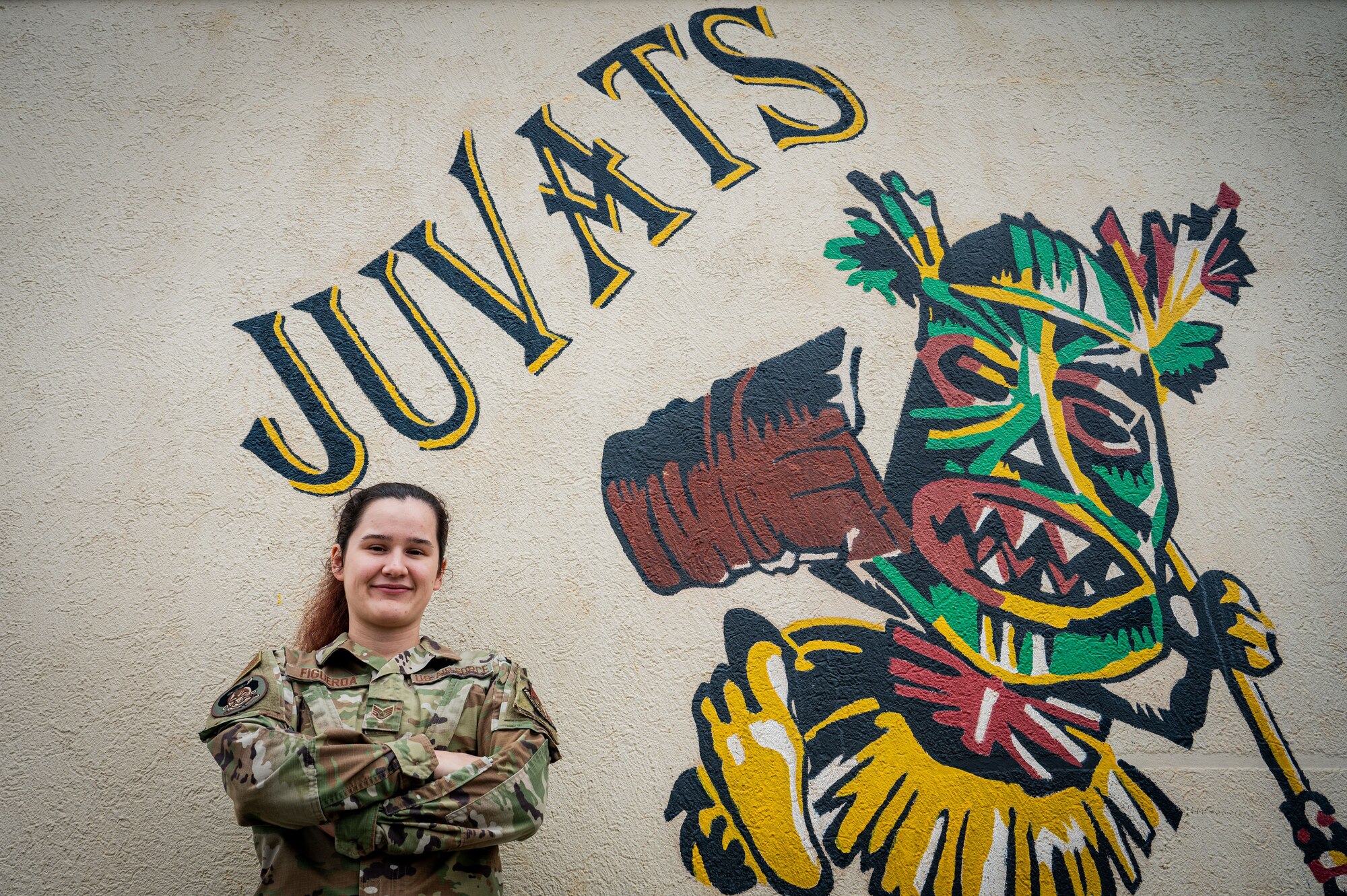 Staff Sgt. Margarita Figueroa, 80th Fighter Squadron noncommissioned officer in charge of intelligence operations, poses for a photo at Kunsan Air Base, Republic of Korea