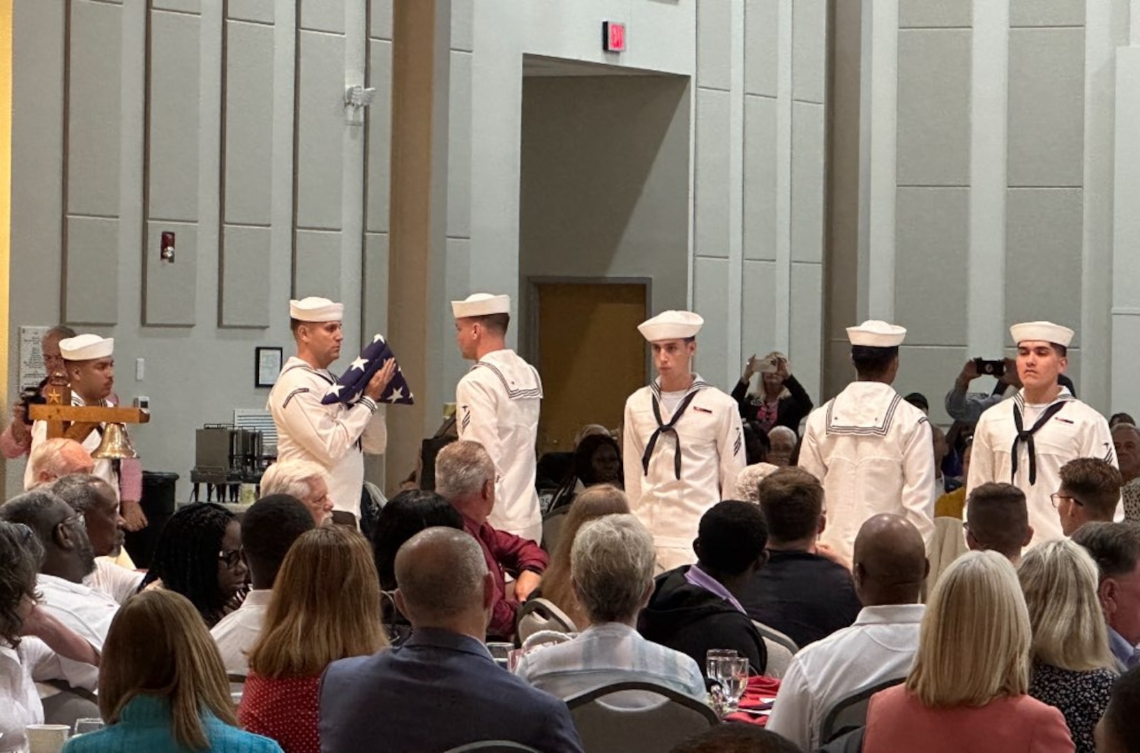 Sailors serving aboard Naval Health Clinic Cherry Point conducted the “Old Glory” ceremony at the Havelock Chamber of Commerce’s 21st Annual Salute to the Vets celebration held at the Havelock Tourist and Event Center on Monday, May 14, 2024.