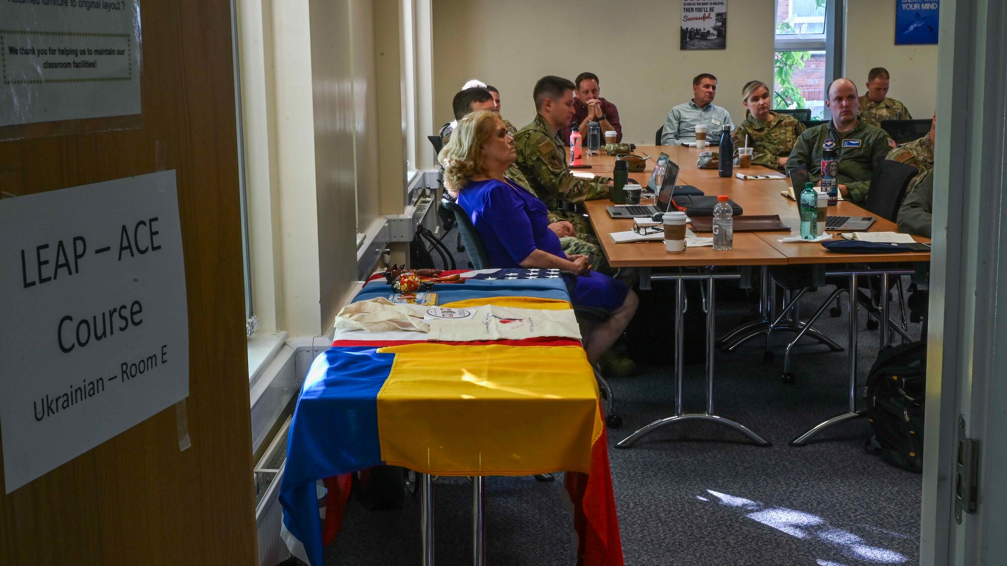 U.S. and Romanian Airmen and foreign language instructors attend a Language Enabled Airmen Postured for Agile Combat Employment training at Royal Air Force Mildenhall, England, May 6, 2024.