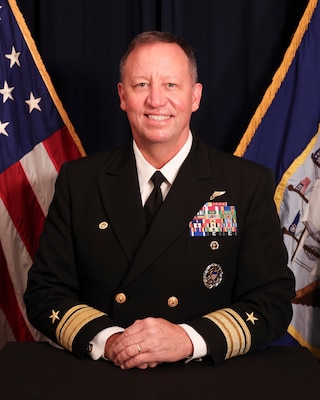 240521-N-AU994-1067 NAS PENSACOLA, Fla. (May 2, 2024) Official portrait of Rear Admiral Jeffrey Czerewko. (U.S. Navy photo)