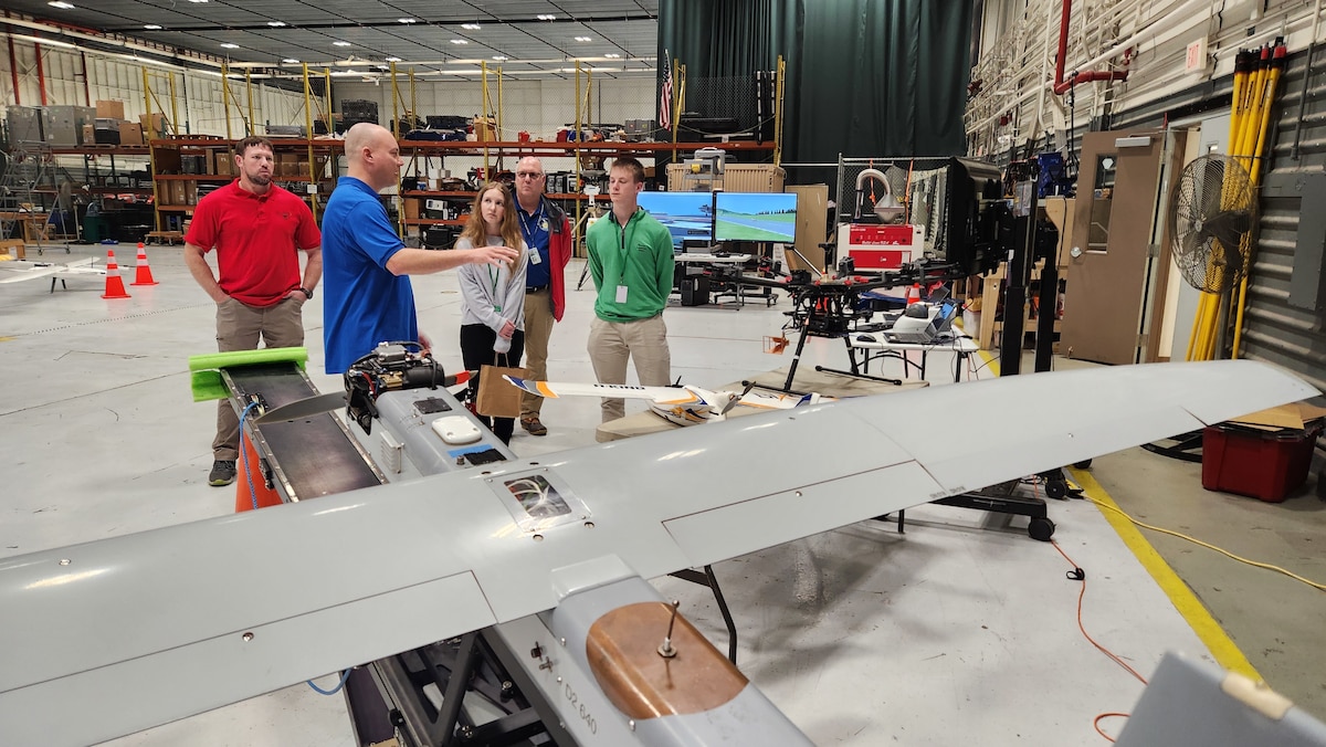 Students visiting Wright-Patterson Air Force base March 11, 2024, for the base’s spring Job Shadow Day had the opportunity to tour a Headquarters Flight Test Operations facility, where participating mentors demonstrated how small, Unmanned Aircraft Systems such as Raytheon’s Silver Fox, the Bix3 and DJI S1000 Panini (pictured) are used by AFRL’s Sensors Directorate when flight-testing sensors. WPAFB’s Educational Outreach Office offers two job shadow days per year every spring and fall to high school juniors and seniors in an effort to showcase and promote STEM- and non-STEM-related career opportunities on base. (U.S. Air Force photo)