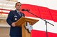 U.S. Air Force Col. Christian Cornette, 136th Airlift Wing commander, gives a speech after taking command of the 136 AW during a change of command ceremony at Naval Air Station Joint Reserve Base Fort Worth, Texas, May 18, 2024. During his speech, Cornette emphasized the importance of the Air Force Core Values of Integrity First, Service Before Self, and Excellence in All We Do. (Air National Guard photo by Staff Sgt. Thomas Johns)