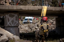 Airmen attached to the only all-Air Force Search and Extraction team learn about rope rescue during the 10th Homeland Response Force Sustainment Year Collective Training Exercise at Camp Rilea, Oregon, April 24, 2024.