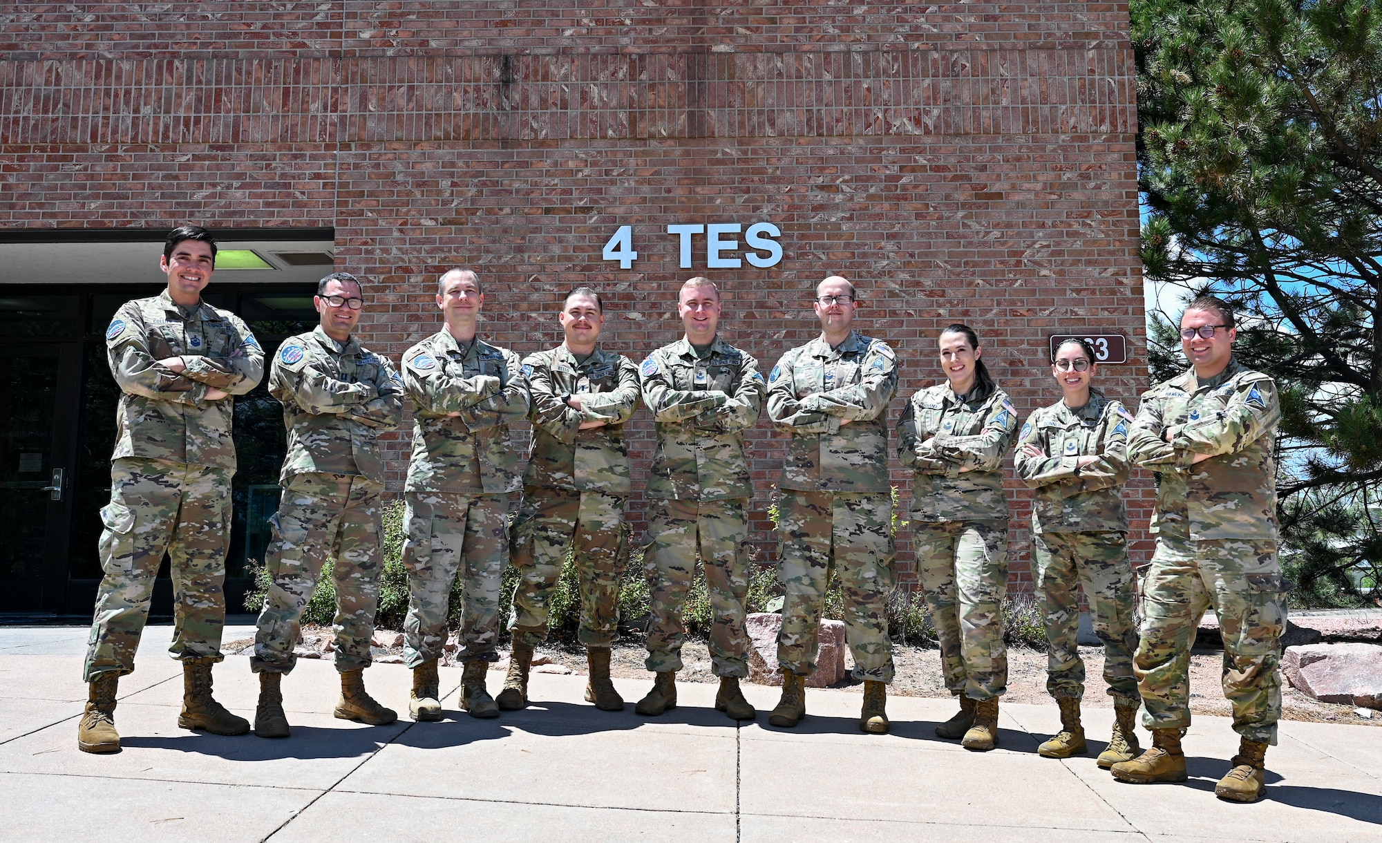 U.S. Space Force Guardians from the 4th Test and Evaluation's Cyber Team pose for a photo at Peterson Space Force Base, Colo., May 16, 2024. The U.S. Space Force recently recognized the 4th TES Cyber Team as the Cyber Operations Team of the Year for 2023. (U.S. Space Force photo by Capt. Charles Rivezzo)