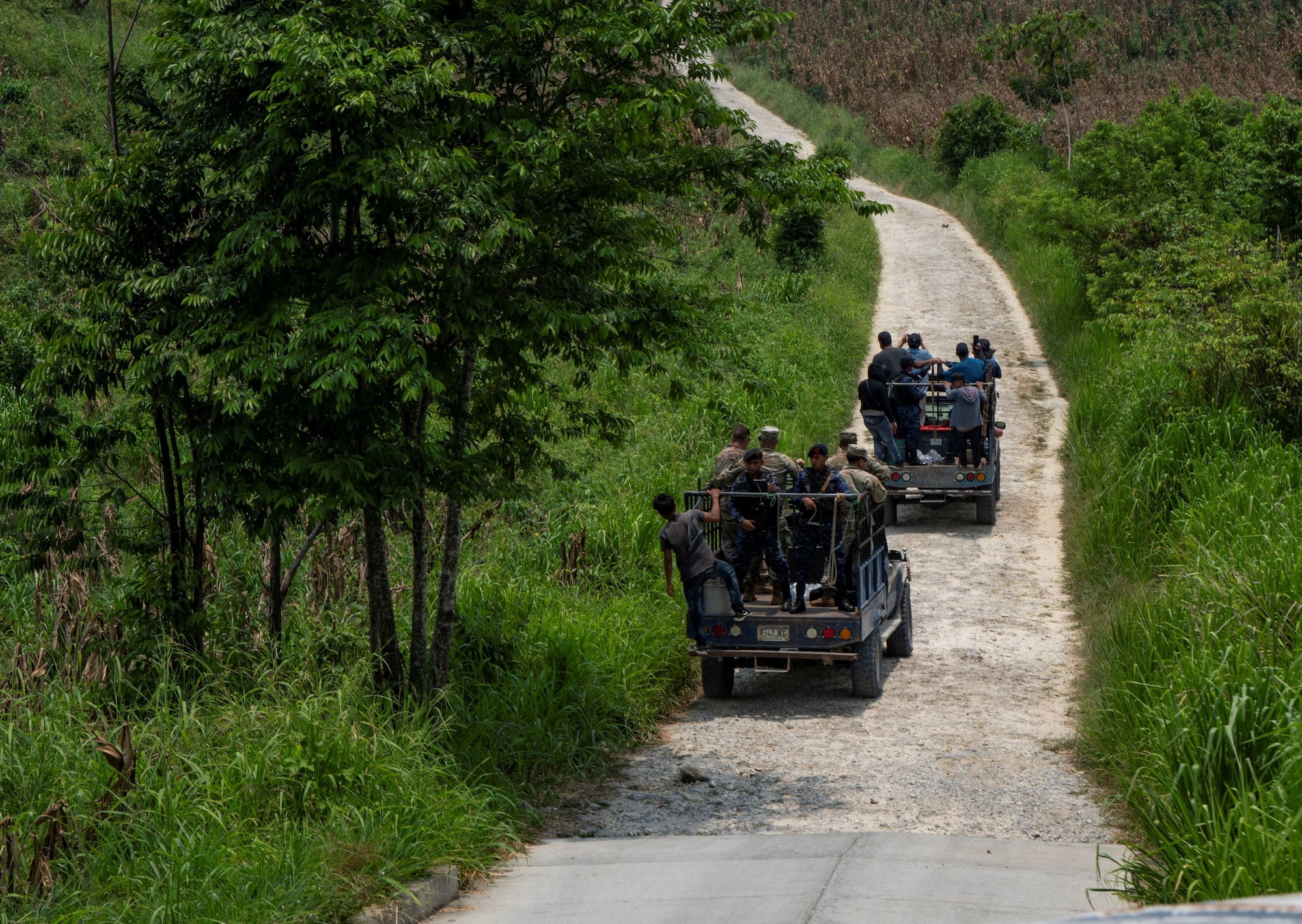 A photo of people traveling.