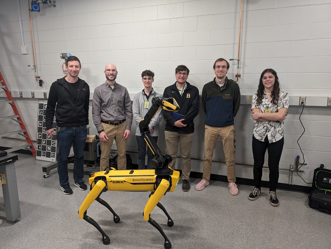 Students visiting the Air Force Research Laboratory’s Materials and Manufacturing Directorate as part of Wright-Patterson Air Force Base’s spring Job Shadow Day March 11, 2024, got a closer look at the world of non-destructive inspection, and a better understanding of how robots like Boston Dynamic’s SPOT are being integrated into that work. Wright-Patterson Air Force Base’s Educational Outreach Office offers two job shadow days per year to high school juniors and seniors every spring and fall, in an effort to showcase and promote STEM- and non-STEM-related career opportunities on base. (U.S. Air Force photo)