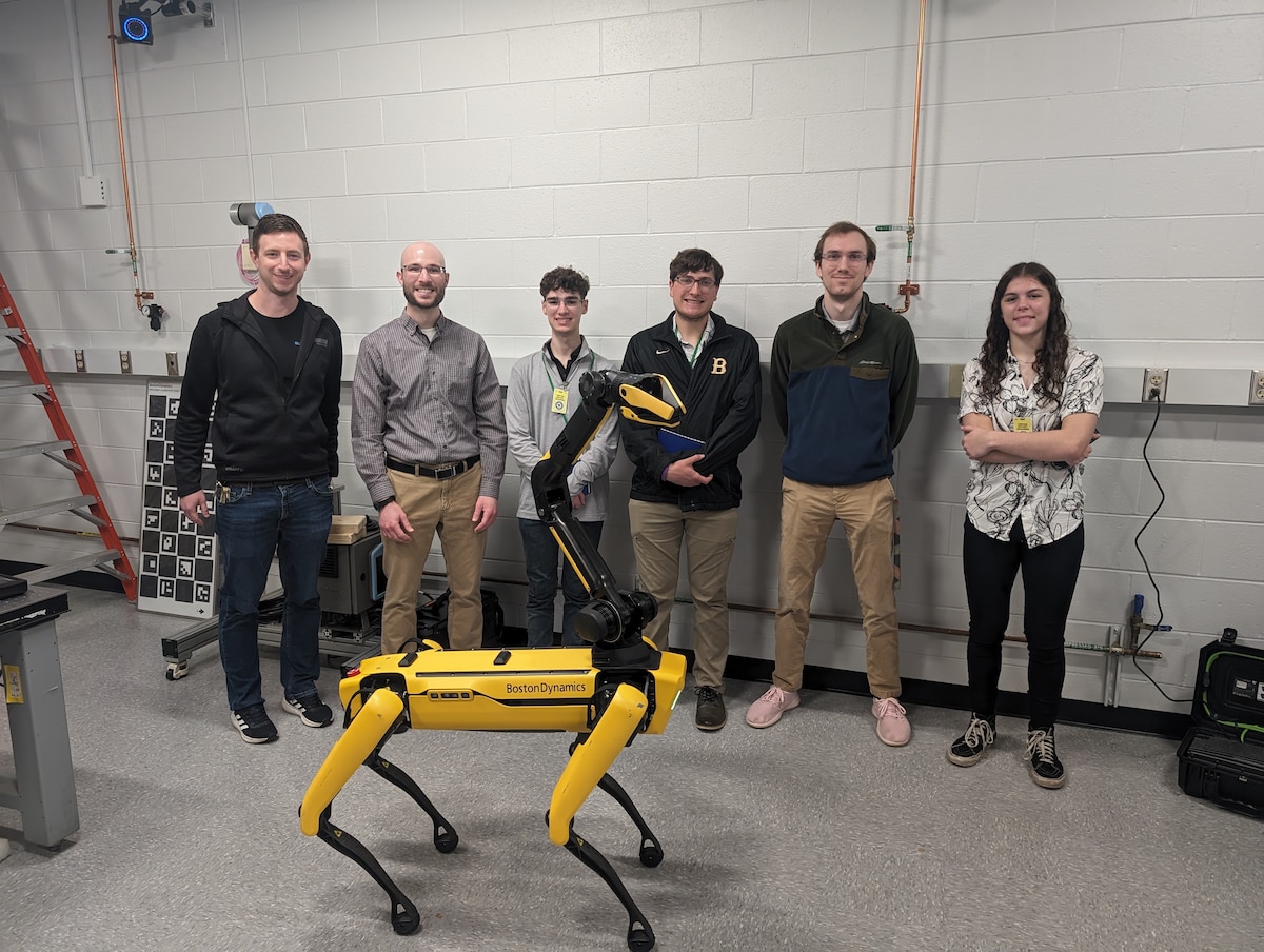 Students visiting the Air Force Research Laboratory’s Materials and Manufacturing Directorate as part of Wright-Patterson Air Force Base’s spring Job Shadow Day March 11, 2024, got a closer look at the world of non-destructive inspection, and a better understanding of how robots like Boston Dynamic’s SPOT are being integrated into that work. Wright-Patterson Air Force Base’s Educational Outreach Office offers two job shadow days per year to high school juniors and seniors every spring and fall, in an effort to showcase and promote STEM- and non-STEM-related career opportunities on base. (U.S. Air Force photo)