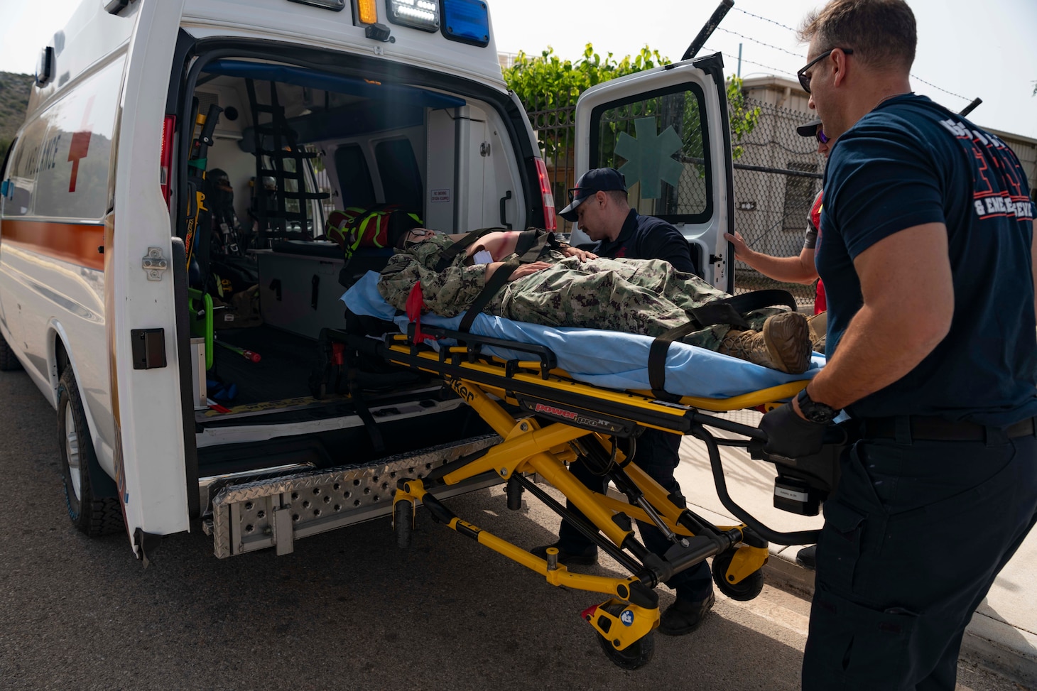 Sailors assigned to Naval Support Activity Souda Bay, Greece, and NSA Souda Bay Fire & Emergency Services simulate an active shooter scenario during a Region Training Assist Visit (RTAV) onboard NSA Souda Bay on May 21, 2024.