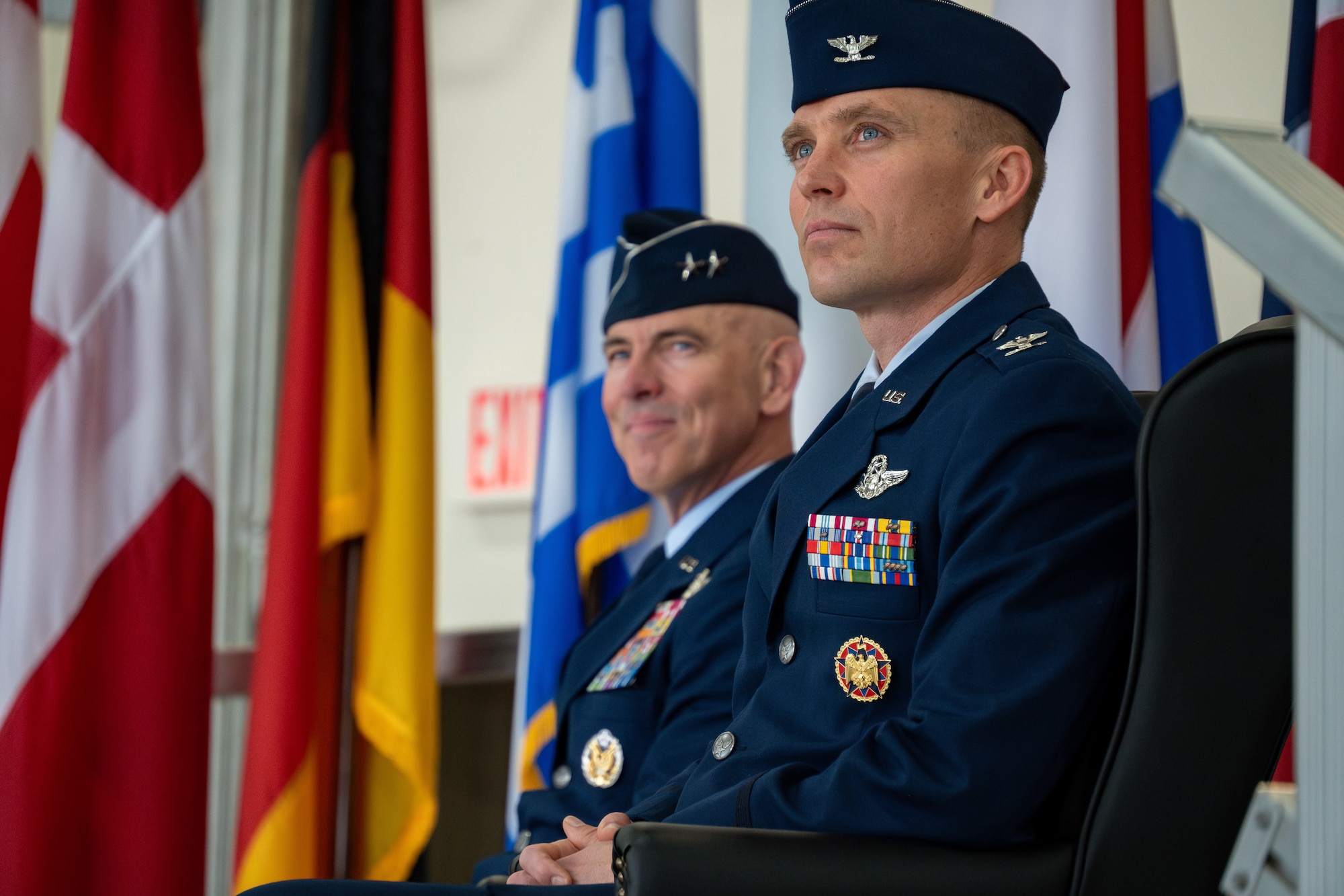 Two Air Force officers sit
