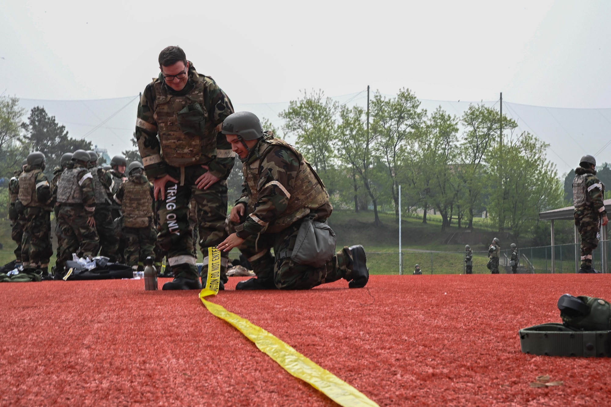 694th Intelligence, Surveillance and Reconnaissance Group Airmen practice Post Attack Reconnaissance measures during an Ability to Survive and Operate rodeo at Osan Air Base, Republic of Korea, April 26, 2024.