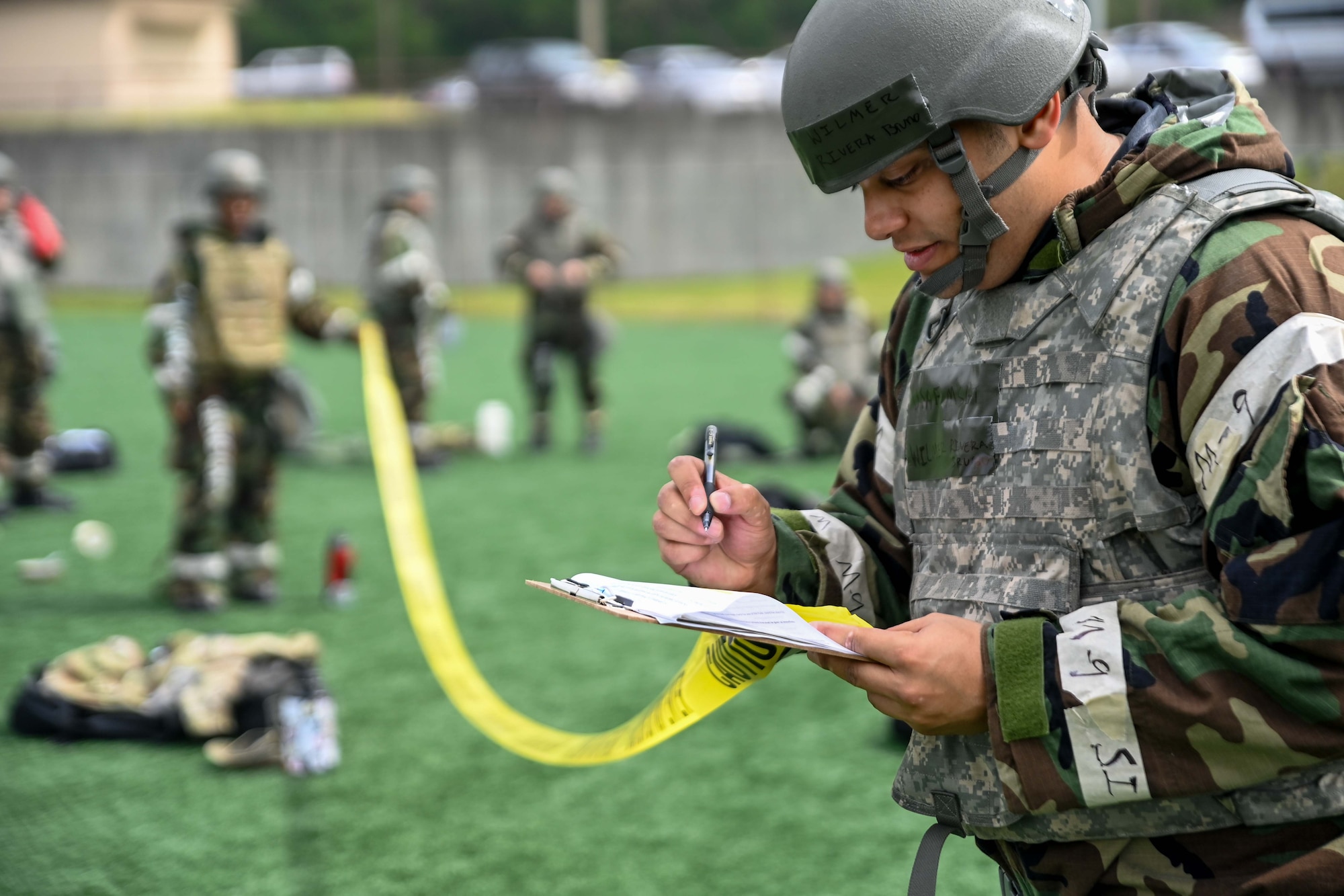 694th Intelligence, Surveillance and Reconnaissance Group Airmen practice Post Attack Reconnaissance measures during an Ability to Survive and Operate rodeo at Osan Air Base, Republic of Korea, April 26, 2024.