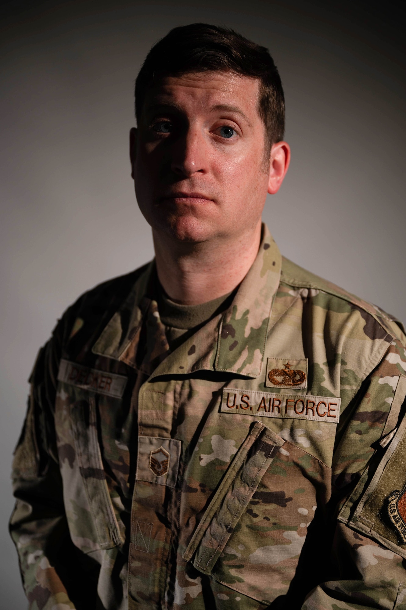 U.S. Air Force Master Sgt. Steven Decker speaks on the consequences of a DUI he received in 2013, during an interview for a DUI Prevention and Reduction campaign at Ramstein Air Base, Germany, May 10, 2024.