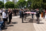 Oregon Army National Guard Funeral Honor Guard members perform the presentation of the American flag during a memorial service for retired Maj. Charles L. Deibert at Willamette National Cemetery, Clackamas, Oregon, May 17, 2024. Deibert was awarded The Distinguished Service Cross for his service in combat operations in Vietnam.