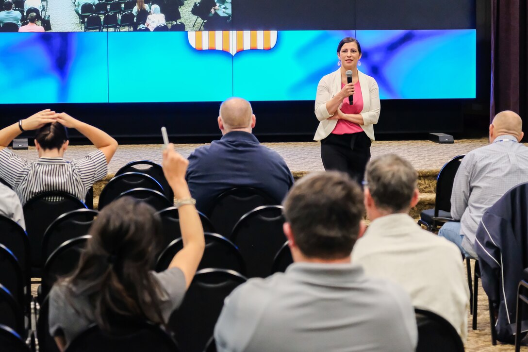 HMMS Deputy Program Manager Tara Page answers questions during a training session.