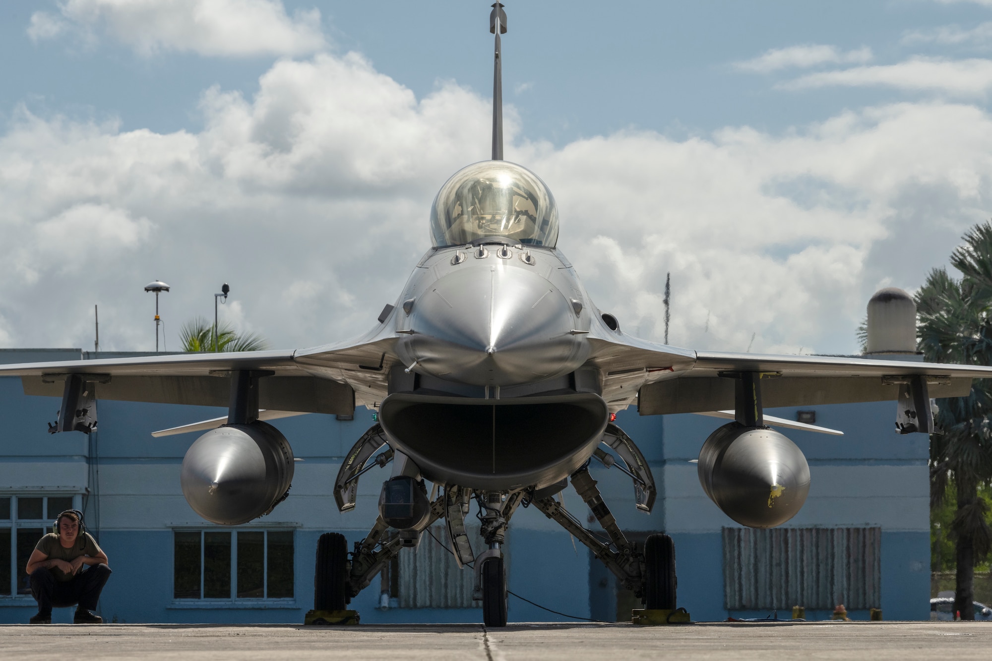 An F-16 is prepared for takeoff