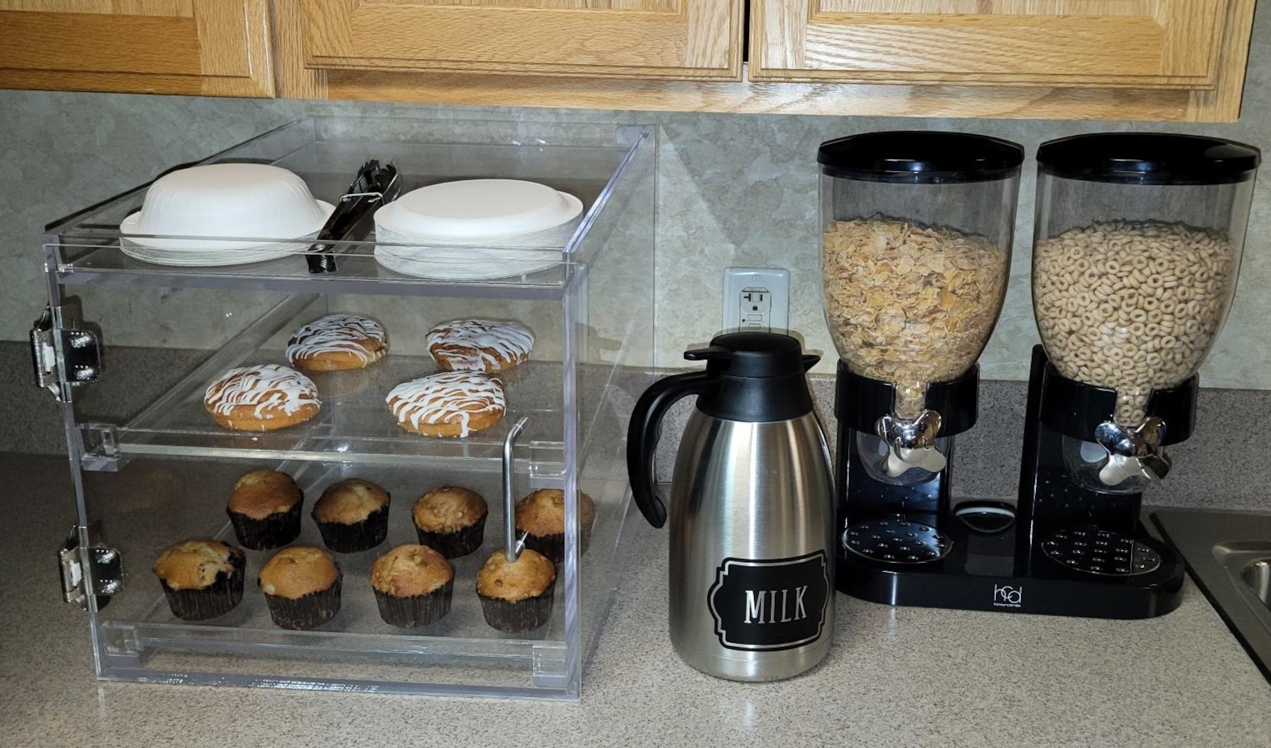 closeup of cereals and pastries