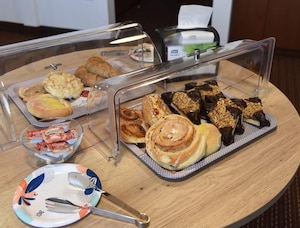 closeup of various pastries